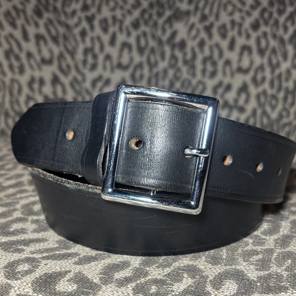 Boston leather thick leather belt black wide width heavy duty leather belt 40 - Picture 2 of 10